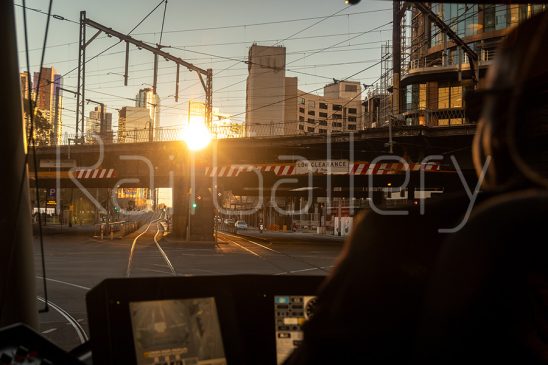 Spencer Street tram sunset | RailGallery
